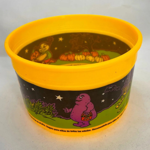 Vintage 90s Mcdonalds Halloween Spooky Trick or Treat Kids Plastic Bucket Bowl - Picture 1 of 3